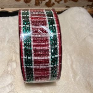 Christmas 2 1/4” Wide 60’ L each  Metallic Plaid Deco Mesh Ribbon garla…
